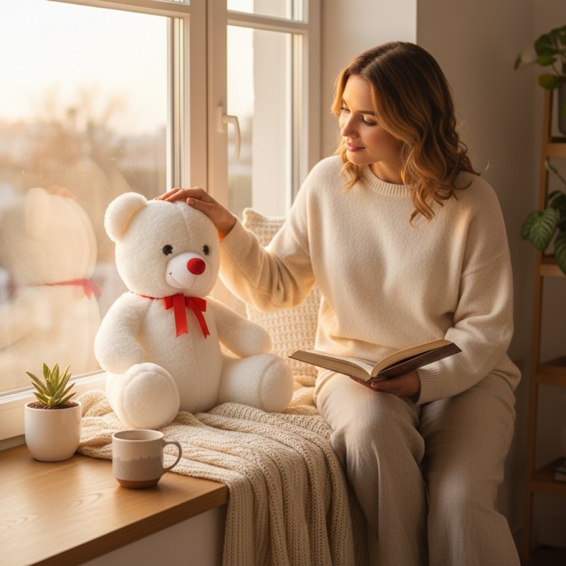 55 Cm Beyaz Peluş Ayıcık
