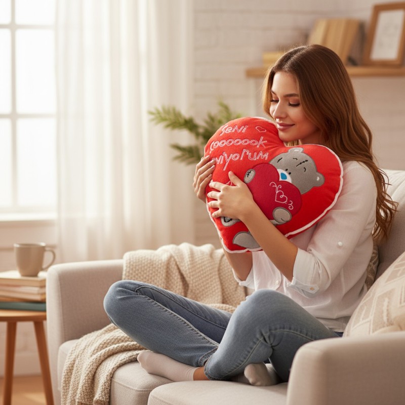 Love Message Kalp Yastık (Seni Çok Seviyorum)