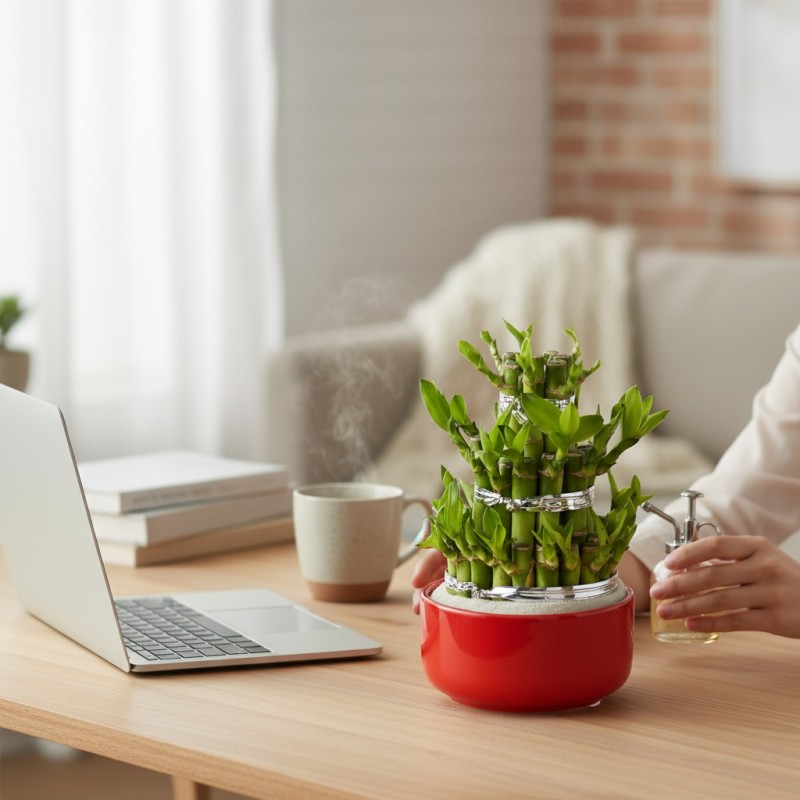 3 Katlı Lucky Bamboo – Kırmızı Şans Bambusu
